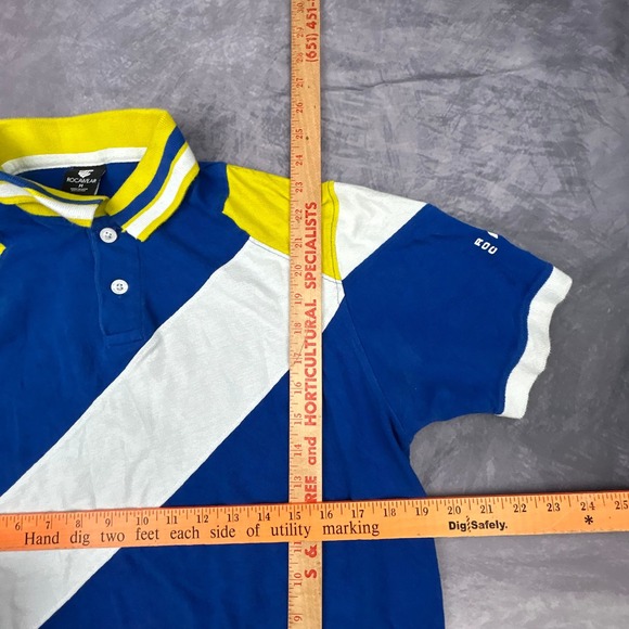 Vintage Rocawear Polo Shirt Mens Medium Blue Yellow Y2K Colorblock Streetwear - Picture 7 of 8